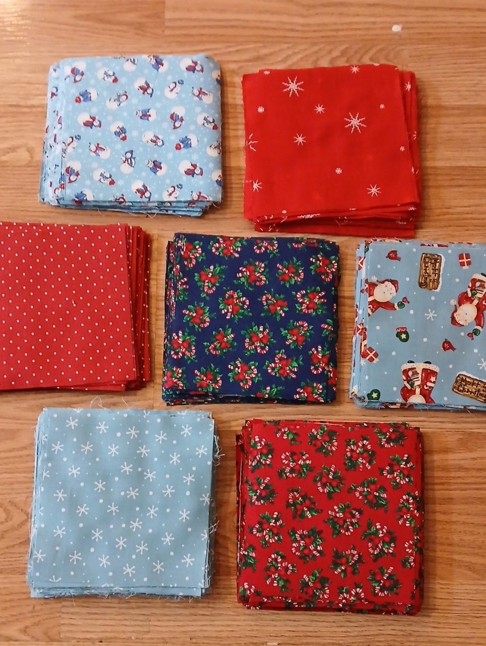 320 Vintage Christmas Holiday Fabric Pre-cut Quilting Squares 5.75 Inch